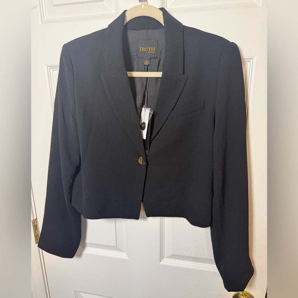 Truth Black Cropped Blazer Jacket - Women's